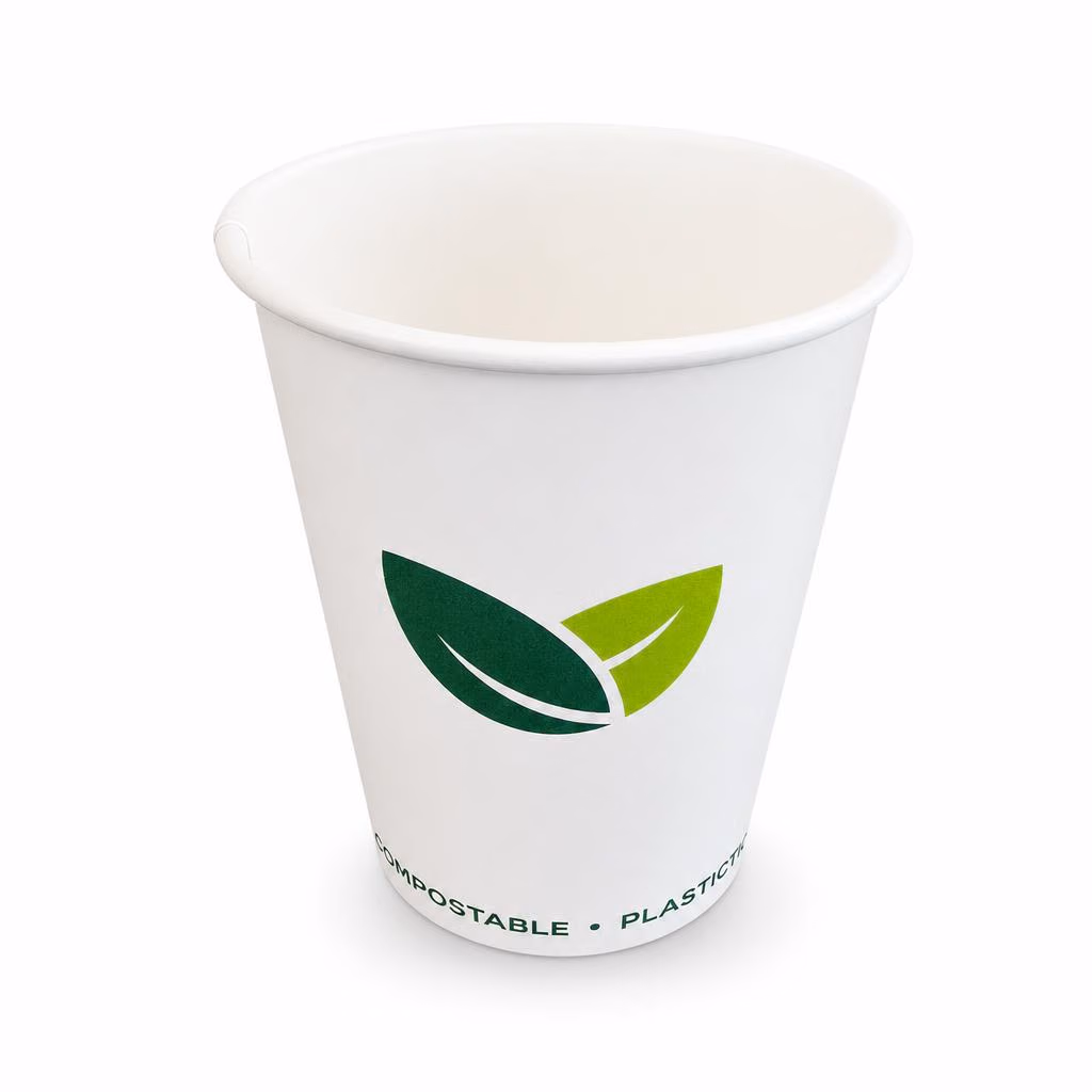 Биоразградими картонени чаши BIO COMPOSTABLE за топли и за студени напитки 200 мл (8 oz) 50 бр.